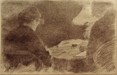 Mary et Emma Eysen sous une lampe de table - Louis Eysen