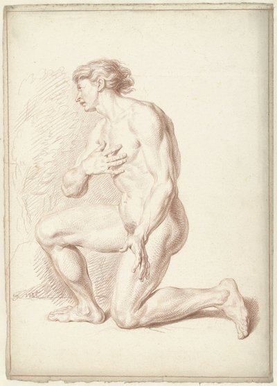 Nu masculin agenouillé, vers la gauche - Louis Fabritius Dubourg