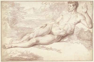 Nu masculin, couché sur le côté, vers la droite - Louis Fabritius Dubourg