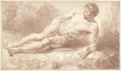 Nu masculin, couché sur le côté, appuyé sur le bras gauche - Louis Fabritius Dubourg