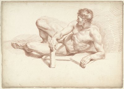 Nu masculin allongé, appuyé sur le bras gauche - Louis Fabritius Dubourg