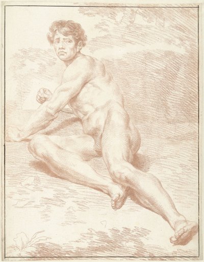 Nu masculin, couché, se redressant - Louis Fabritius Dubourg