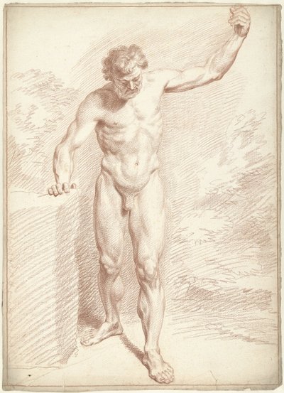 Homme nu debout, le bras gauche levé - Louis Fabritius Dubourg