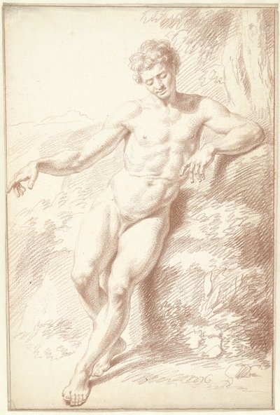 Nu masculin, debout, appuyé sur le bras gauche - Louis Fabritius Dubourg