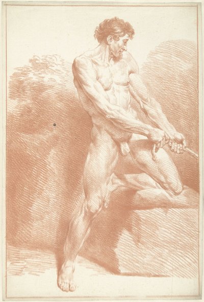 Nu masculin debout, tirant une corde - Louis Fabritius Dubourg