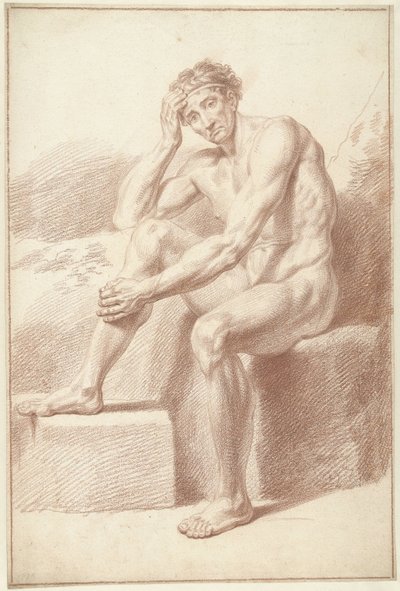 Nu masculin assis avec les genoux repliés - Louis Fabritius Dubourg