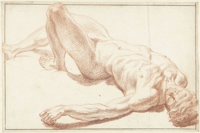 Étude de nu masculin, allongé sur le dos, jambe tendue - Louis Fabritius Dubourg