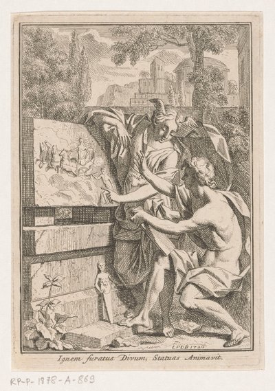 Femme avec tête ailée montrant un bas-relief à un jeune homme - Louis Fabritius Dubourg
