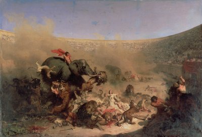 Les chrétiens jetés aux bêtes par les Romains - Louis Felix Leullier