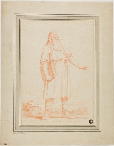 Homme barbu debout tenant un livre - Louis Felix de la Rue