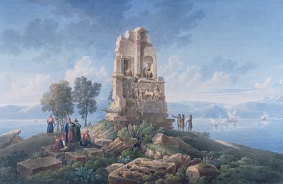 Tombeau de Philopappos à Athènes, avec des voyageurs. 1821 - Louis Francois Cassas