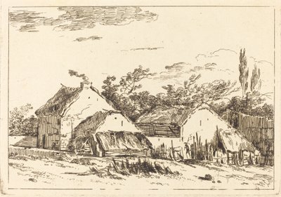 Deux granges - Louis Gabriel Moreau the Elder