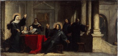 Sainte Scholastique obtenant la pluie et le tonnerre du ciel pour empêcher Saint Benoît de partir. Esquisse pour la peinture dans le réfectoire de l
