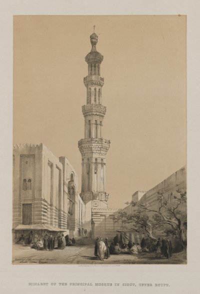 Égypte et Nubie, Volume III : Minaret de la mosquée principale Siout, Haute-Égypte - Louis Haghe