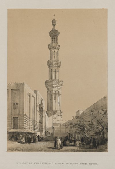 Égypte et Nubie, Volume III : Minaret de la mosquée principale Siout, Haute-Égypte, 1849 - Louis Haghe