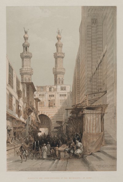 Minarets et grande entrée des Metwaleys, au Caire - Louis Haghe