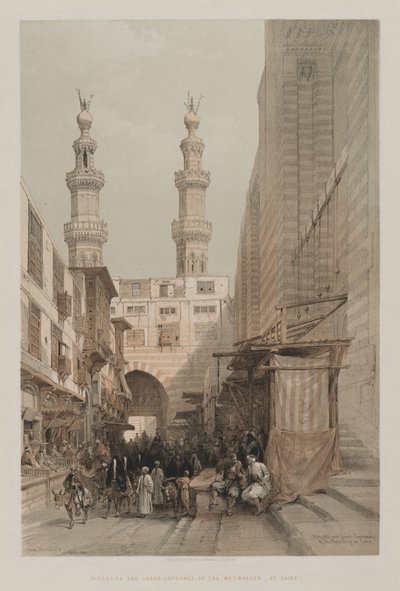Égypte et Nubie, Volume III : Minarets et grande entrée des Metwaleys, au Caire, 1848 - Louis Haghe