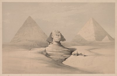 Égypte et Nubie : Volume I - No. 18, Le Grand Sphinx, Pyramides de Gizeh, vue de face, 1839 - Louis Haghe