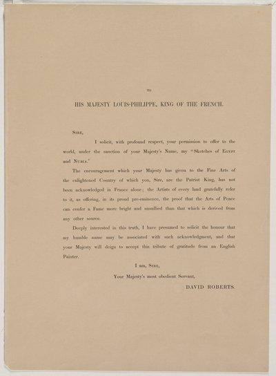 Égypte et Nubie, Volume I : Page de dédicace, 1846 - Louis Haghe