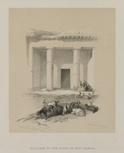 Égypte et Nubie, Volume I : Entrée des grottes de Beni-Hasan, 1847 - Louis Haghe