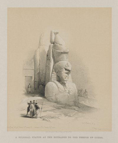 Égypte et Nubie, Volume I : Une des deux statues colossales de Ramsès II..., 1847 - Louis Haghe