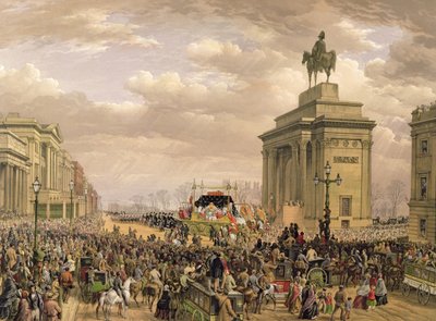 Funérailles du Duc de Wellington, le char funéraire passant sous l