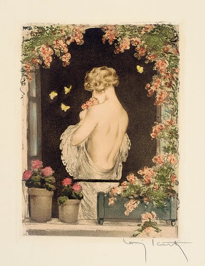 Les Quatre Saisons : Été, c.1928 (colorié à la main, pointe sèche et aquatinte) - Louis Icart