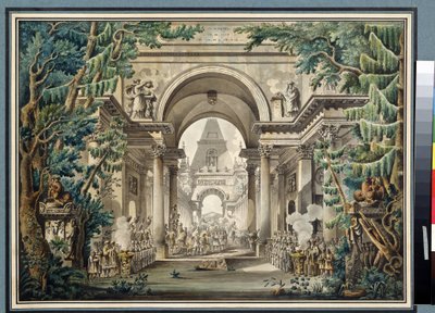 La procession au temple - Louis Jean Desprez