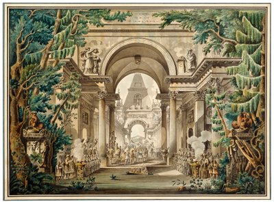 Procession dans un temple. Décor de théâtre, 18e ou début 19e siècle - Louis Jean Desprez