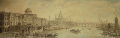 Somerset House, Cathédrale Saint-Paul et Pont de Blackfriars - Louis Jean Desprez
