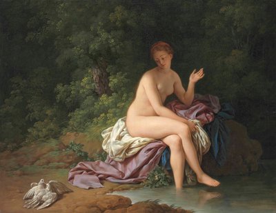 Une dame se baignant au bord d