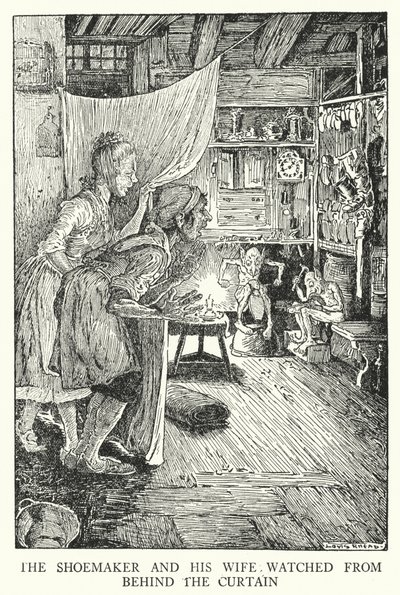 Le cordonnier et sa femme regardaient derrière le rideau - Louis John Rhead
