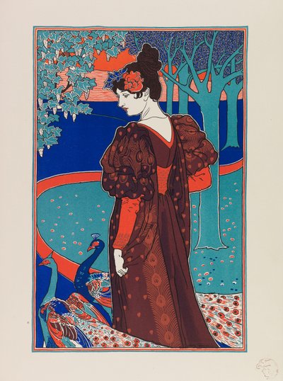 Femme avec des paons, ca 1897 - Louis John Rhead