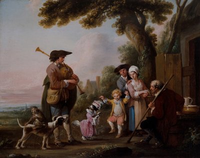 Musiciens avec des animaux se produisant devant des tavernes - Louis Joseph (1731 98) Watteau