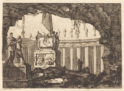 Fantaisie architecturale avec un obélisque et une arcade - Louis Joseph Le Lorrain