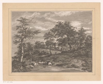 Paysage forestier avec berger près d
