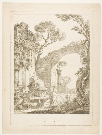 La fontaine dans les ruines - Louis Joseph Masquelier