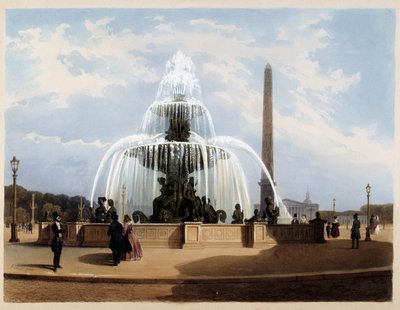Fontaine de la Place de la Concorde - dans « Paris en 1837 » par Arnout - Louis Jules Arnout