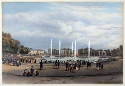 Parc de Versailles : Le Bassin du Dragon - dans « Promenade dans Paris et ses environs », dessiné par Jacottet et Benoist, vers 1840 - Louis Julien Jacottet