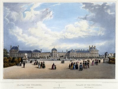 Vue du palais et du jardin des Tuileries - dans « Promenade dans Paris et ses environs », par Jacottet et Benoist, Paris, vers 1840 - Louis Julien Jacottet
