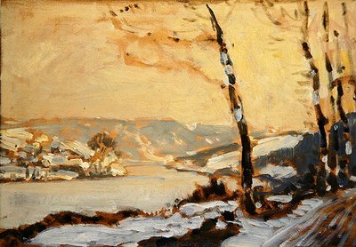 La vallée de la Fulda, près de Cassel, avec de la neige - Louis Kolitz