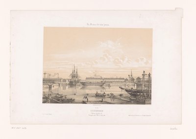 Vue du Bassin Napoléon III au port de Cherbourg (La France de nos jours) - Louis Le Breton