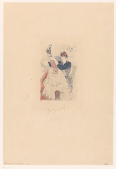 Danseuse de cancan faisant un exercice de flexibilité - Louis Legrand (signed by artist)