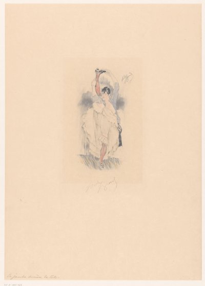 Danseuse de cancan avec jambe derrière la tête - Louis Legrand (signed by artist)