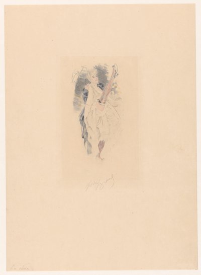 Danseuse de cancan avec jambe levée (La série) - Louis Legrand (signed by artist)