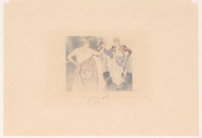 Deux danseuses de cancan avec jambes levées - Louis Legrand (signed by artist)