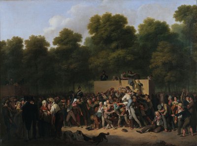 Distribution de vin et de nourriture sur les Champs-Élysées à l