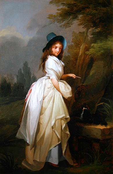 Dame jouant avec son chien - Louis Leopold Boilly