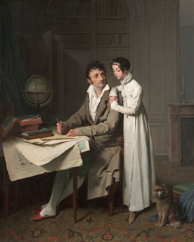 La leçon de géographie Portrait de Monsieur Gaudry et de sa fille - Louis Leopold Boilly