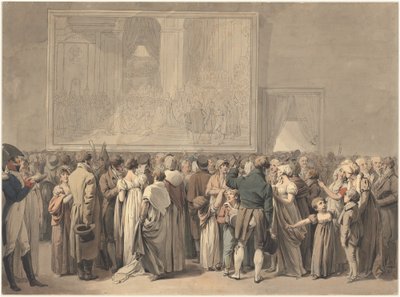 Le public dans le salon du Louvre, regardant la peinture du "Sacre" - Louis Leopold Boilly